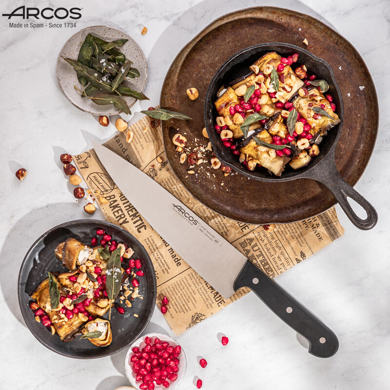 ARCOS西班牙原装进口不锈钢主厨刀切菜肉寿司刀家用锋利主厨刀