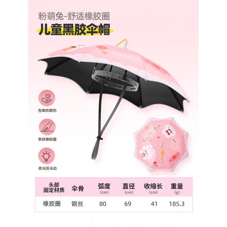 渔之源（Yuzhiyuan）儿童新型伞帽头戴式雨伞露营遮阳头顶斗笠伞帽防晒专用头伞 小鱼玩粉【反光+包角设计 安全出���】