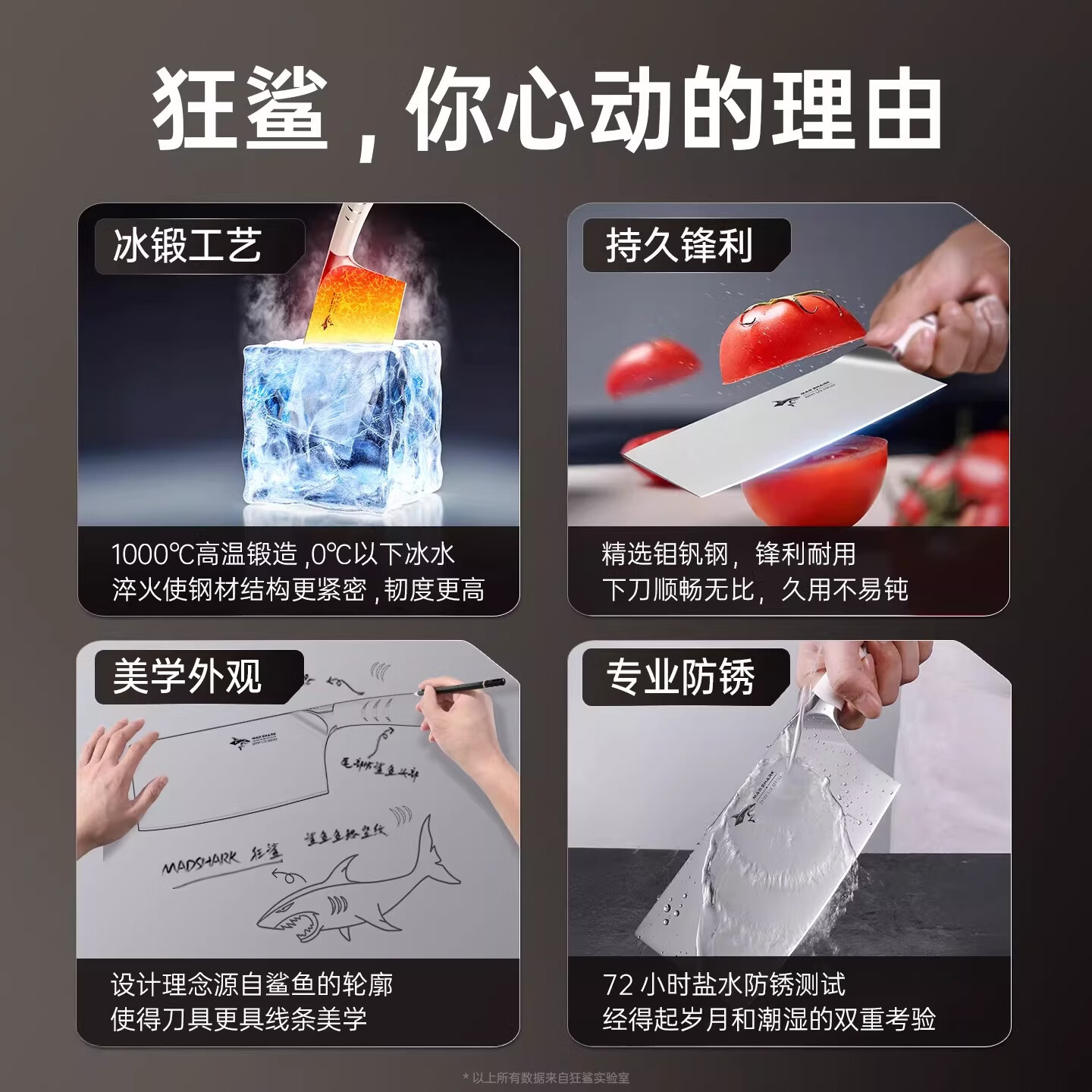 MAD SHARK德国进口刀具套装厨房狂鲨菜刀家用厨具全套一整套锻打日本砍骨刀 白色 7件套