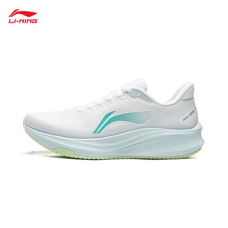 李宁赤兔9丨竞速训练跑鞋女2026春季新款轻量低帮舒适运动鞋ARPW004  标准白/浅晴蓝-12 40