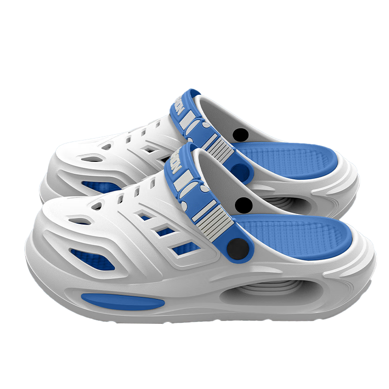 京小台洞洞鞋男士拖鞋户外凉鞋半拖运动防滑沙滩凉拖鞋涉水一脚蹬厨师鞋 蓝色 44-45