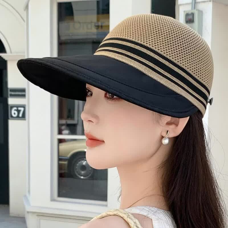 春夏季加长帽檐网顶鸭舌帽女时尚百搭遮阳帽lst 全顶——卡其色