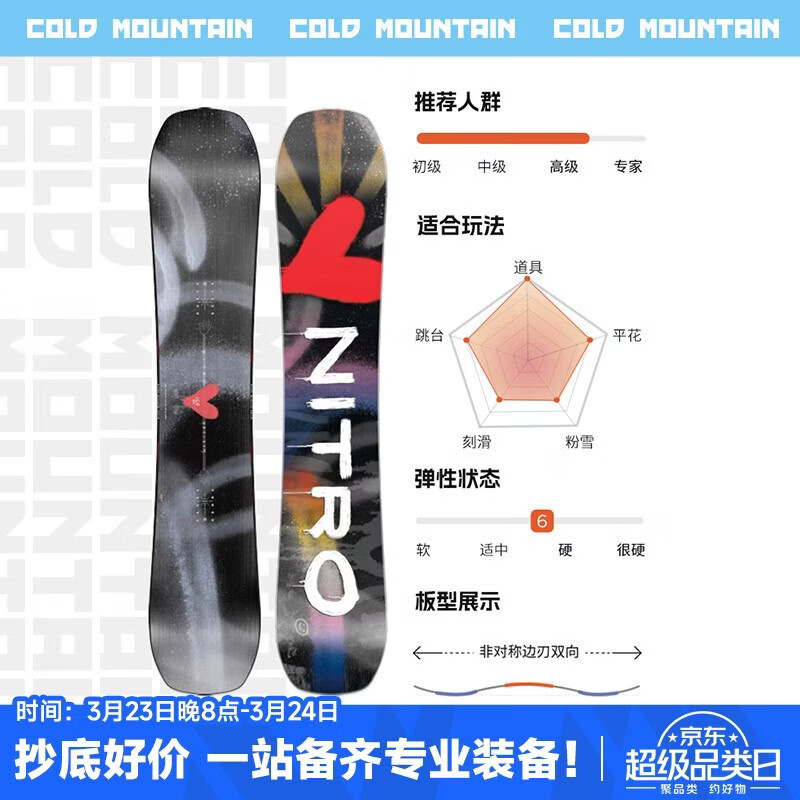NITRO冷山滑雪板雪板尼卓滑雪雪板单板全能滑行公园平花男款2526 25/26现货 OPTISYM 153cm