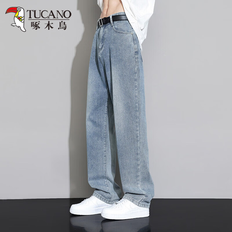 啄木鸟（TUCANO）美式牛仔裤男春夏季宽松直筒裤子男复古水洗长裤青少年休闲阔腿裤 816复古蓝 2XL 【建议145-160斤】