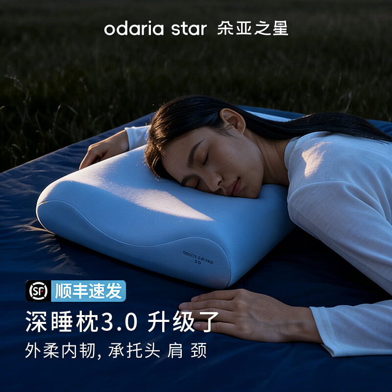 朵亚之星深睡记忆棉枕头pro3.0护颈枕颈椎病深度睡眠专用枕芯成人一对家用 深睡记忆枕 深蓝色- 单只 中枕 10cm