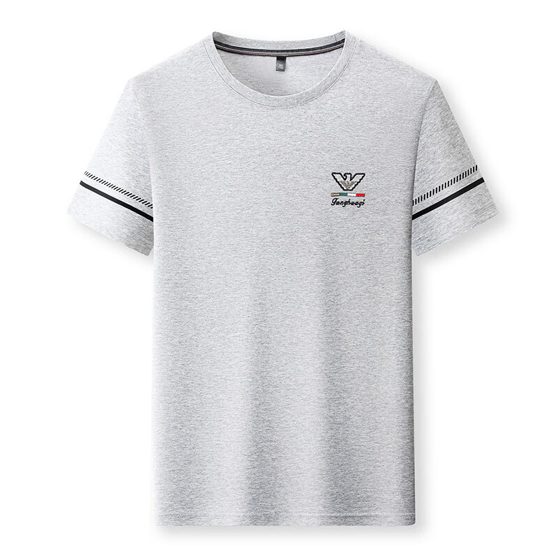 阿玛尼(ARMANI)意大利正品短袖t恤男圆领夏季时尚休闲潮流鹰标百搭衣服高端专柜 十大奢侈品男装国际一线品牌浅灰1718 XL 175码=【135-155斤】