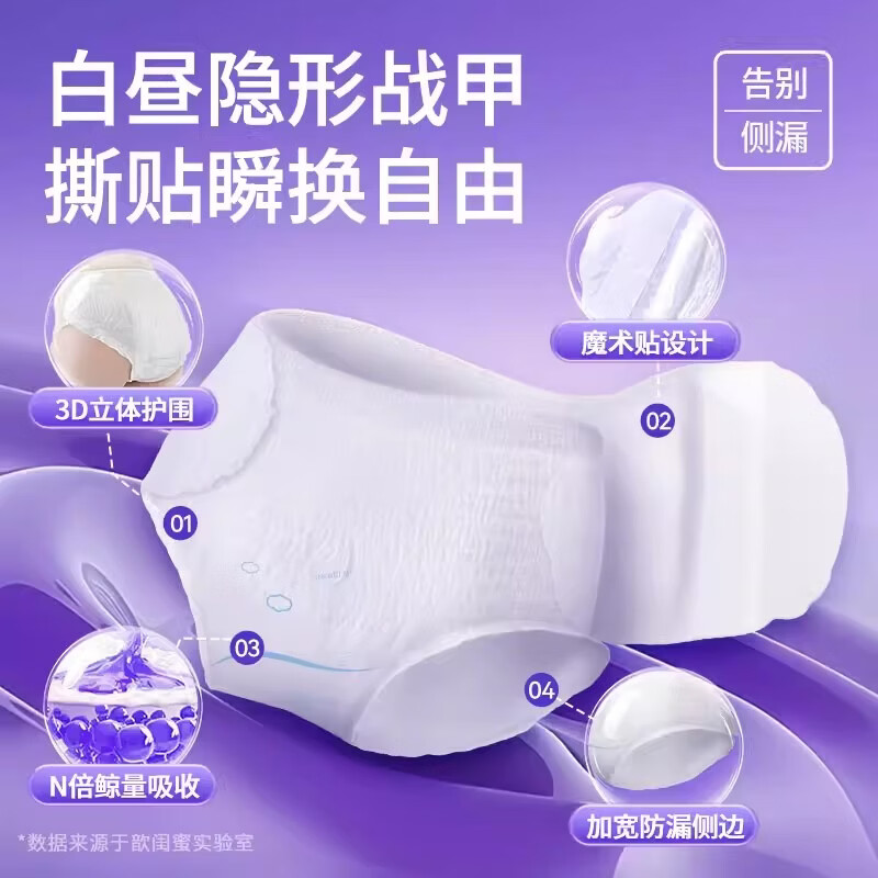 歆闺蜜医护级安睡裤日安裤魔术贴粘贴式学生少女经期安心裤卫生巾安全裤 S-M码 10条 80-110斤 【一撕一贴 易穿脱】 【学生推荐】(免脱裤)