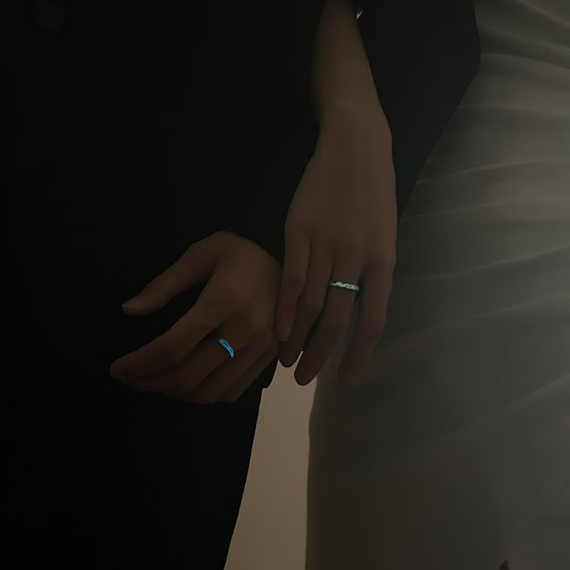 宝恋蒹葭白露情侣对戒925银女小众设计感生日纪念日送女友520礼物 【S925】蒹葭白露情侣对戒+真爱花盒+证书 【开口可调节】支持异地分开发货