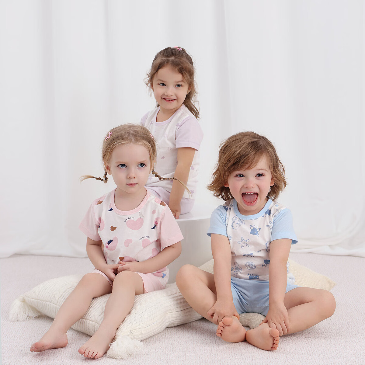 丽婴房(Les enphants)【安心棉】儿童睡衣2026夏季新品男女童短袖家居套装短袖套装 【100%棉】星梦奇缘(浅紫) 150 cm