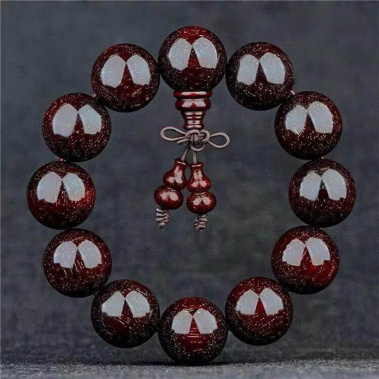 小叶紫檀木手串男满金星沉香文玩楠海南佛珠念宝珠情侣 千年老料满星2厘米12颗葫芦款