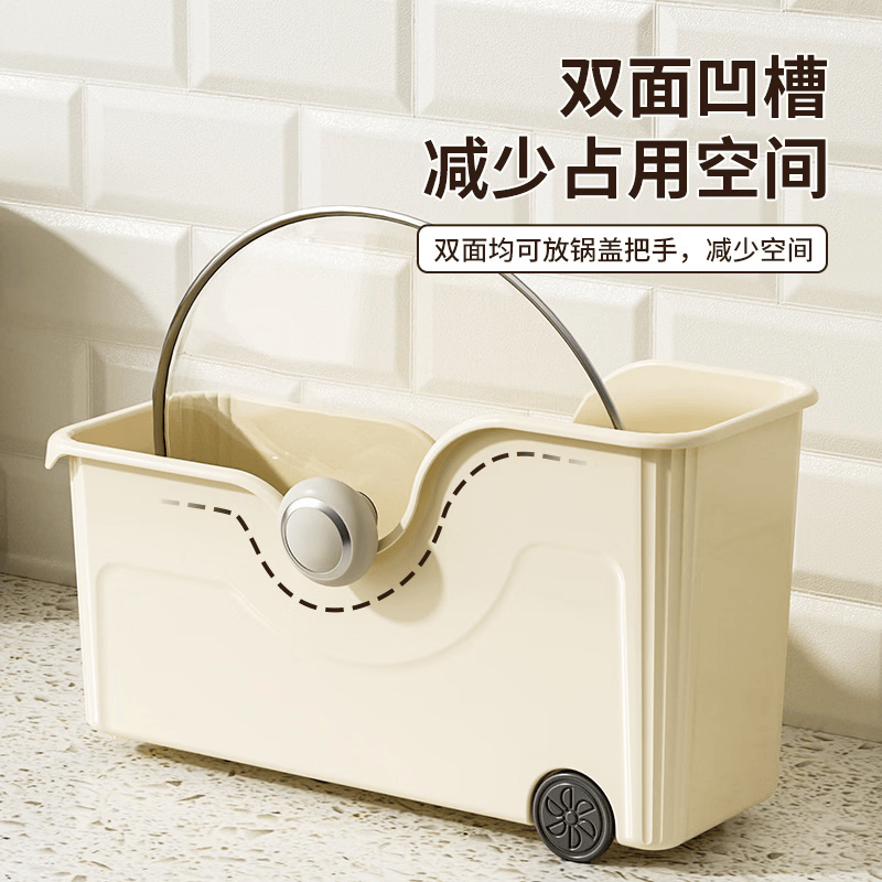 厨房锅具收纳盒锅盖调料整理盒带滑轮下水槽橱柜锅盖收纳盒zh2 【拍一发三】加大厚实滚轮收纳盒