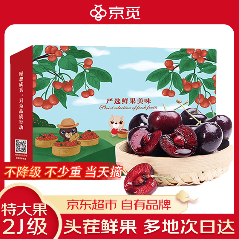 京觅大连美早樱桃车厘子 2J级净重1斤 单果10-12g水果礼盒 源头直发