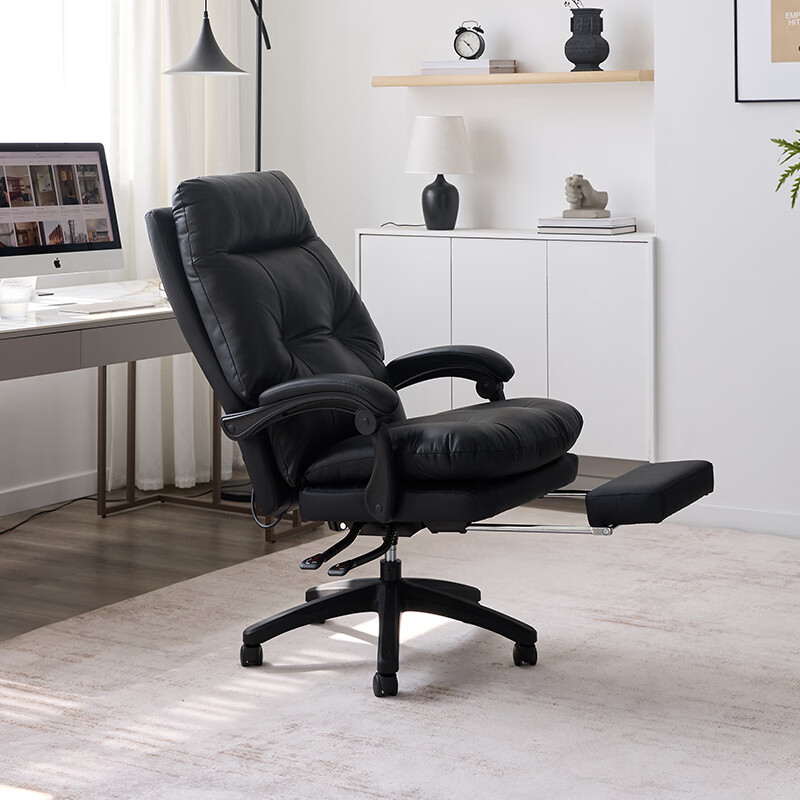 顾家家居老板椅舒适弹簧包久坐人体工学椅午休可躺电脑椅家用办公书房椅子 经典黑 猫抓皮 弹簧包座垫