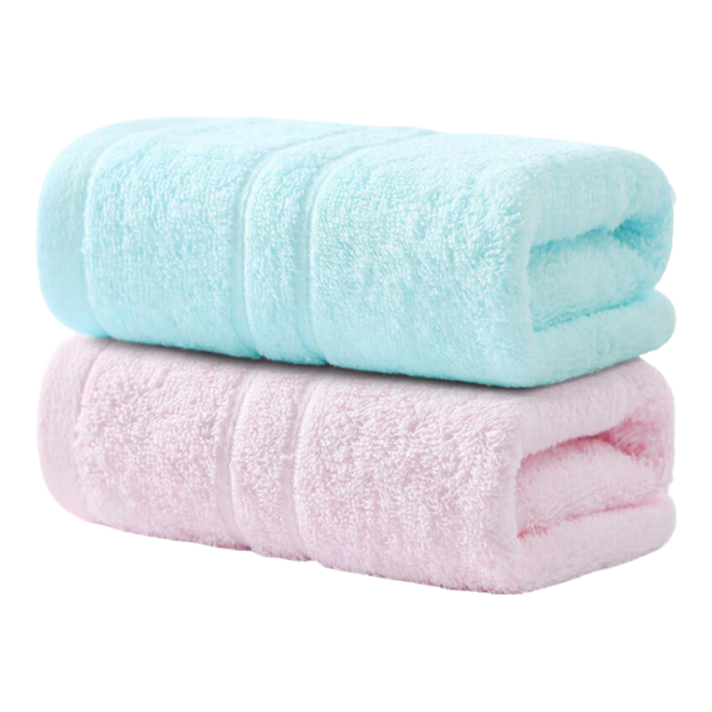 洁丽雅 毛巾成人纯棉洗脸洗澡全棉舒适柔软新疆长绒棉加厚吸水情侣面巾 两条装  粉+蓝 2条