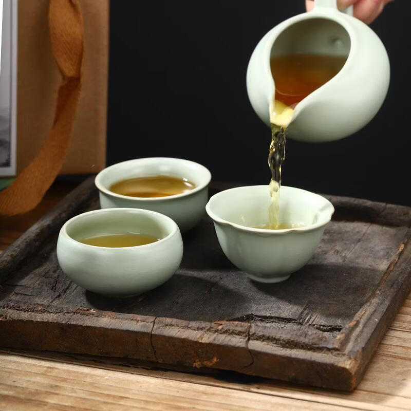 壹加壹汝窑主人杯可养品茗杯开片茶盏茶碗陶瓷功夫茶具汝瓷茶杯商 6个 哥窑装