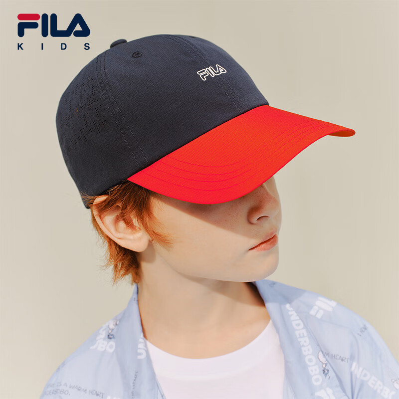 FILA【凉感功能】斐乐儿童帽子2026年夏季新款男女小童防晒棒球帽 传奇蓝-NV L