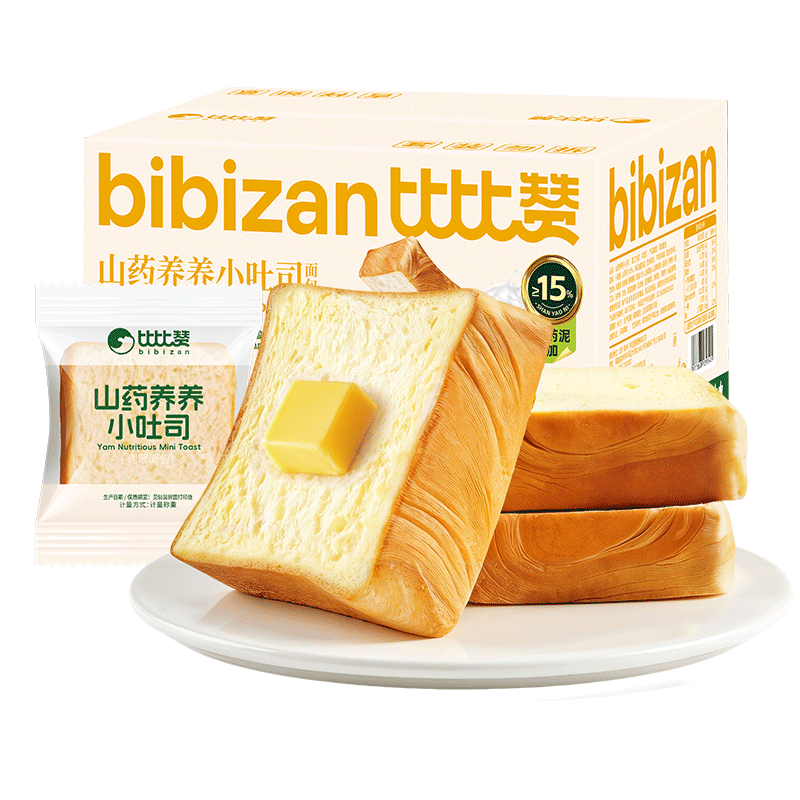 比比赞（BIBIZAN）山药小吐司400g营养早餐儿童面包学生代餐饼干蛋糕点心休闲零食品