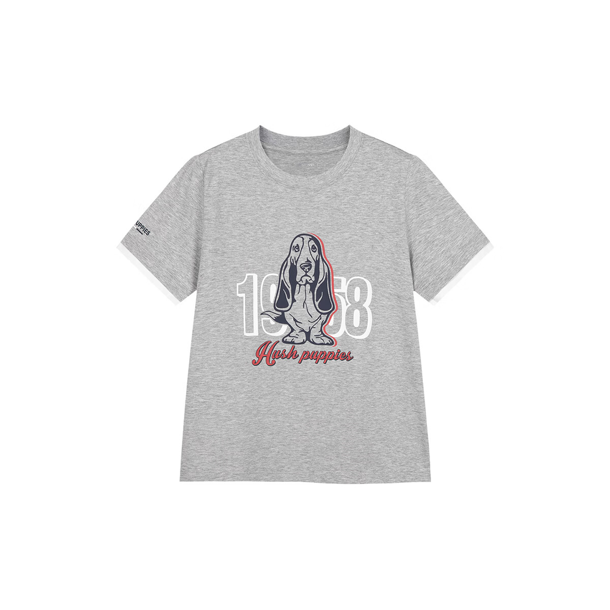 暇步士（Hush Puppies）童装儿童男女童2026春夏新款针织净色假两件圆领衫T恤 花灰 160 cm