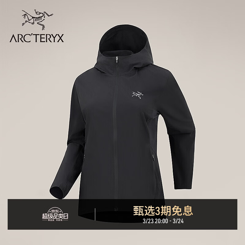 ARC'TERYX始祖鸟 INCENDO HYBRID HOODY 防风 女子 软壳夹克 BLACK/黑色 M