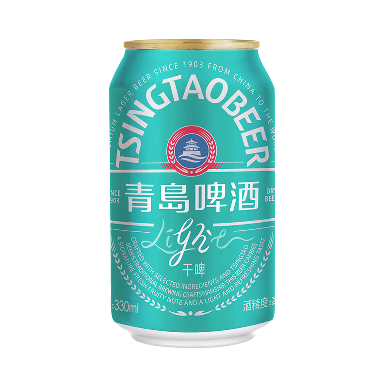 青岛啤酒干啤轻干系列330mlx24听罐啤干啤0糖低卡无负担 青岛啤酒轻干系列干啤 330mL 24罐 整箱装
