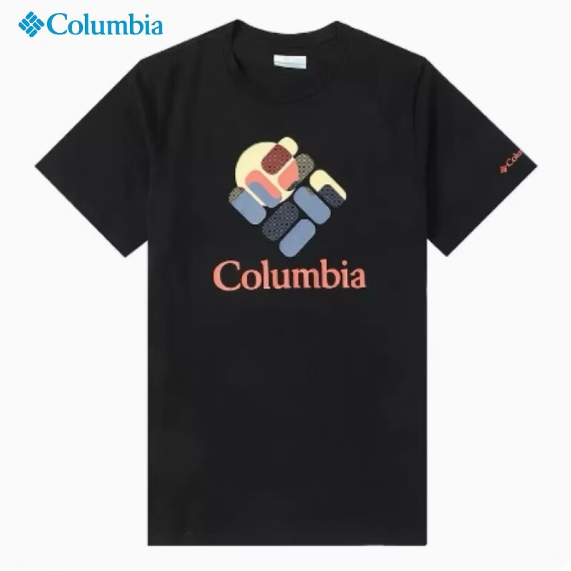 哥伦比亚（Columbia）哥伦比亚夏季新款薄款纯棉男士短袖圆领T恤舒 黑色 1 均码 3XL 200-220斤