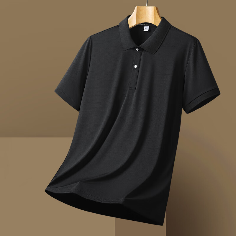 THE ALLEY FAME2026夏季男士冰丝POLO衫男潮流短袖男大码t恤男商务高端轻奢透气 邮蓝 7XL