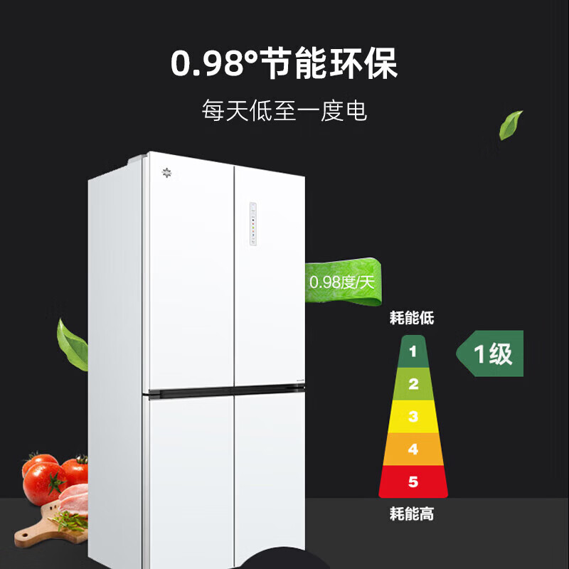 格力(GREE)晶弘变频十字门双开四开多门 大容量家用冰箱智能家电风冷无霜超薄冰箱 60厘米平嵌BCD-510WPSGH月纱白