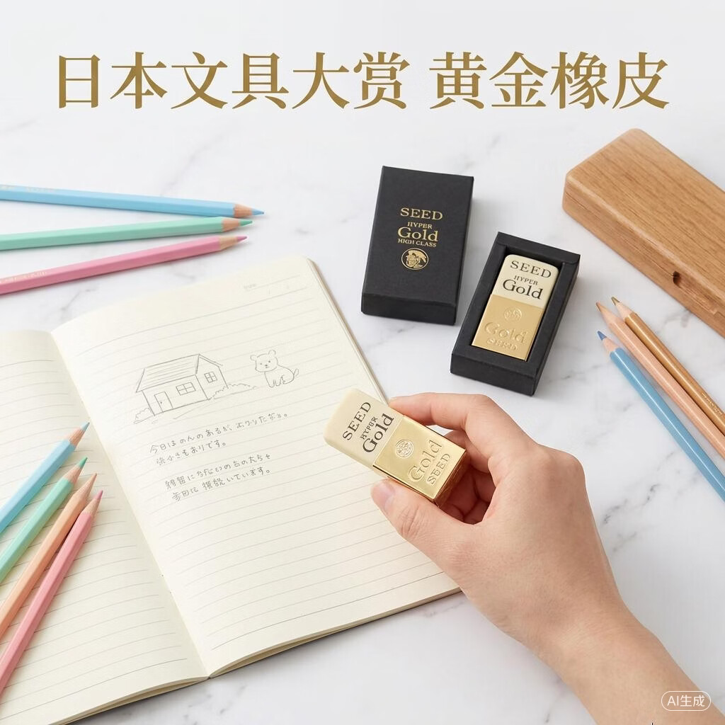 SEED喜得橡皮擦橡胶铅笔学生高颜值绘图绘画日本文具大赏黄金橡皮