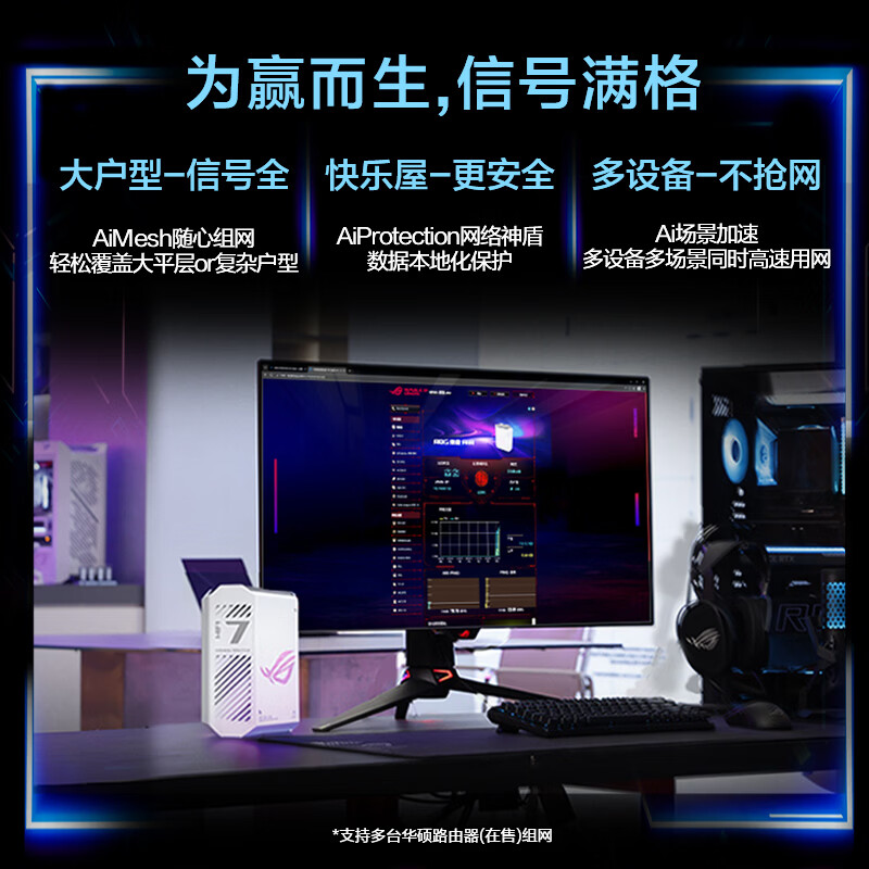 ROG魔盒Air WiFi7电竞Ai路由器家用无线千兆路由全2.5G口全屋wifi信号增强放大器 Aimesh随心组网