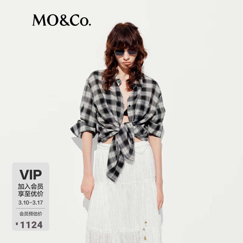 MO&Co.�������ᱡ��˿����ë�������Ժڰ׸���MBE2SHTK03 �ڰ׸�ɫ XS /155 1304Ԫ