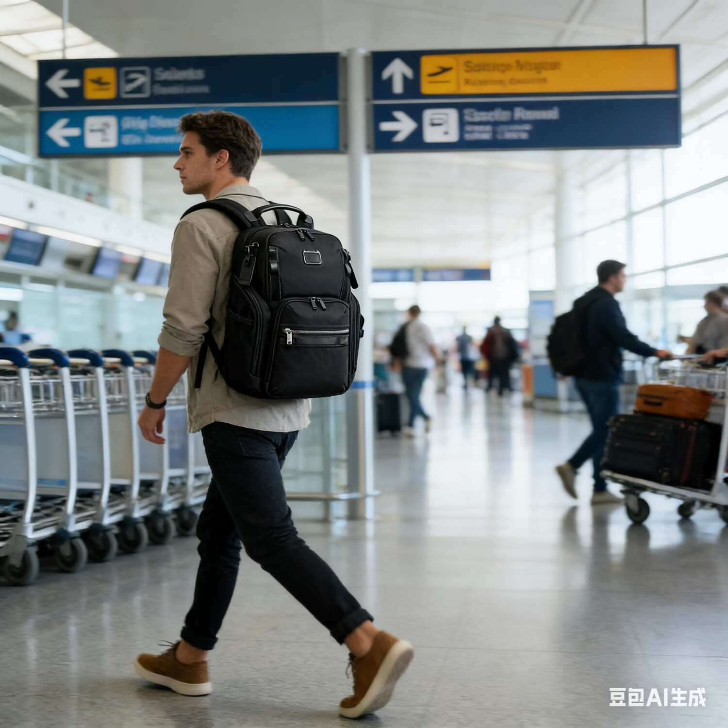 弹道尼龙双肩包男士大容量商务通勤旅行出差16寸防水电脑背包 232789蓝色