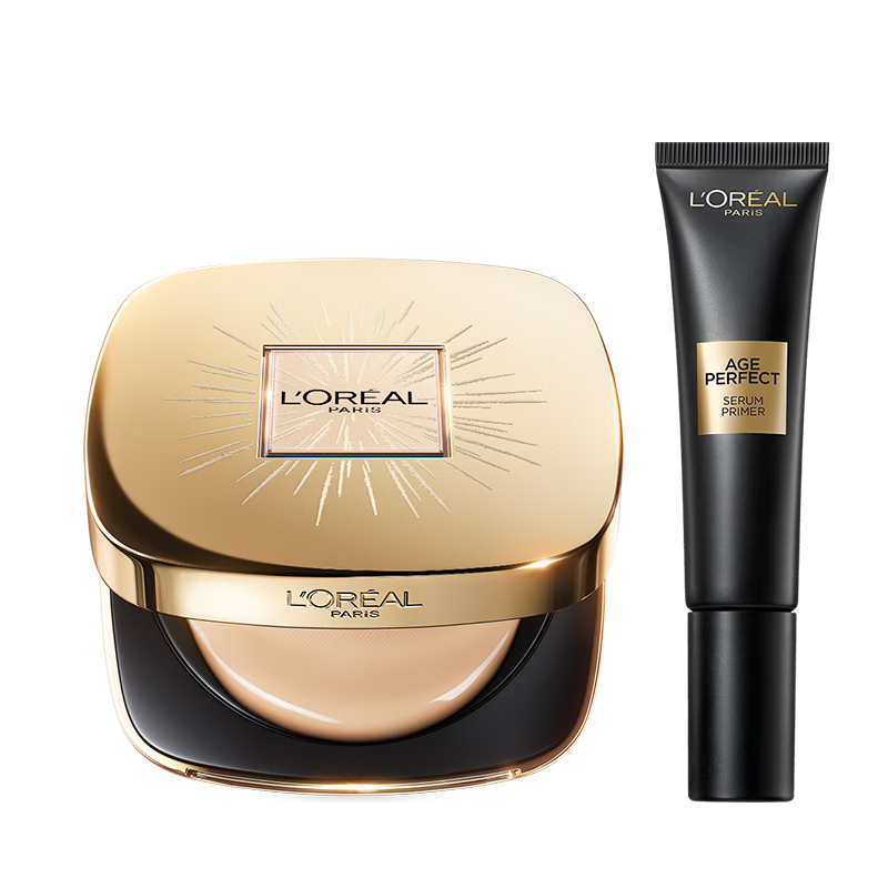 欧莱雅【田栩宁同款】烟花限定礼盒黑金气垫W20+黑金妆前乳生日礼物