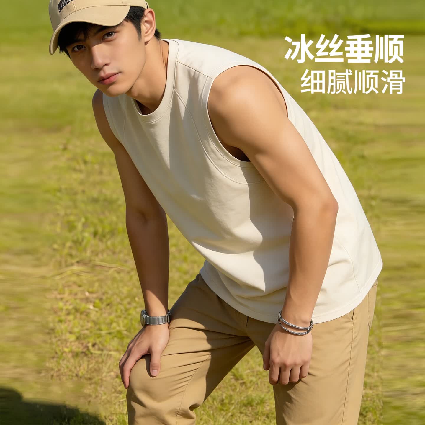 古今(GUJIN)男士宽肩背心夏季薄款运动跨栏吸汗透气汗衫内穿打底吊带内衣 白色 夏季凉感 3XL 推荐175-200斤