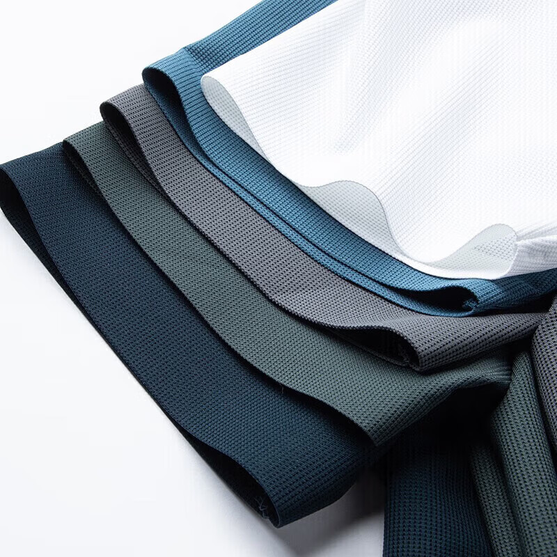 罗蒙（ROMON）华夫格高弹短袖t恤男冰丝弹力T恤中青年男士纯色翻领polo 深蓝 XL (180) (建议135-155斤)