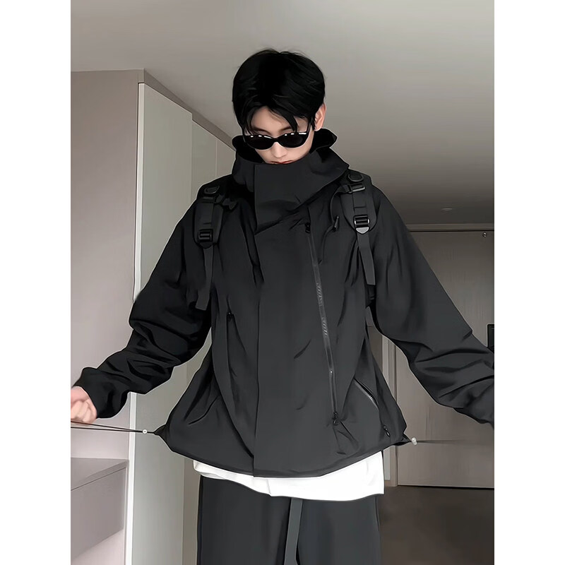 DEREJERINE三合一户外黑武士冲锋衣男款秋季工装外套美式机能防水多拉链夹克 黑色 M 100-115斤