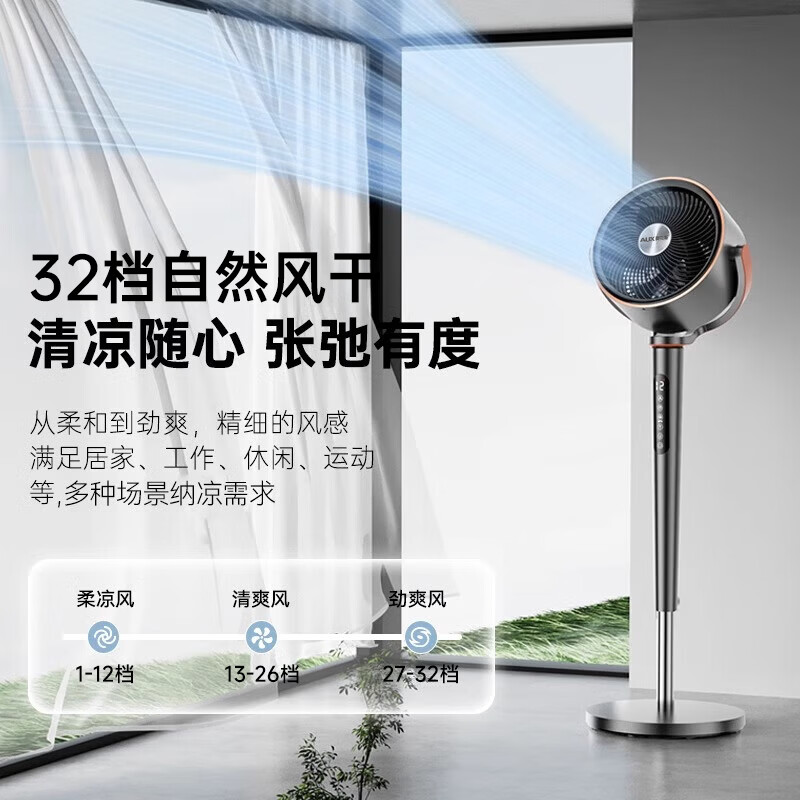 奥克斯【2026品质新款】空气循环扇家用电风扇静音卧室超静音一级能效立式落地扇节能省电空调扇摇头语音 买贵退差服务 品牌新款丨大风力冷风直流变频