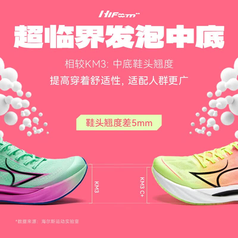 海尔斯(HEALTH)KM3全掌碳板跑鞋学生中高考体育跳远田径训练专用竞速跑步运动鞋 km3c+竞速黄粉(训练)建议拍大一码 38