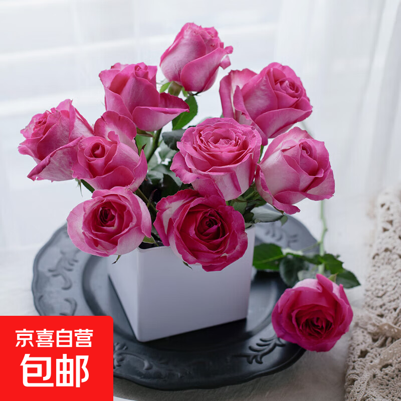 玫瑰花10支随机色（单束同色）鲜花云南昆明基地直发1 玫瑰花10支随机色（单束同色）京东快递发