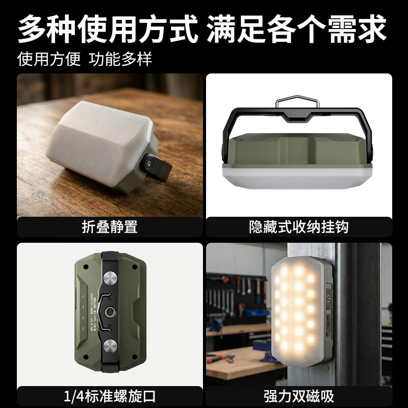 天火强光手电筒户外露营灯手电超长续航迷你充电多功能应急照明灯 4000毫安·四档调色丨电显 磁吸 挂钩 露营灯