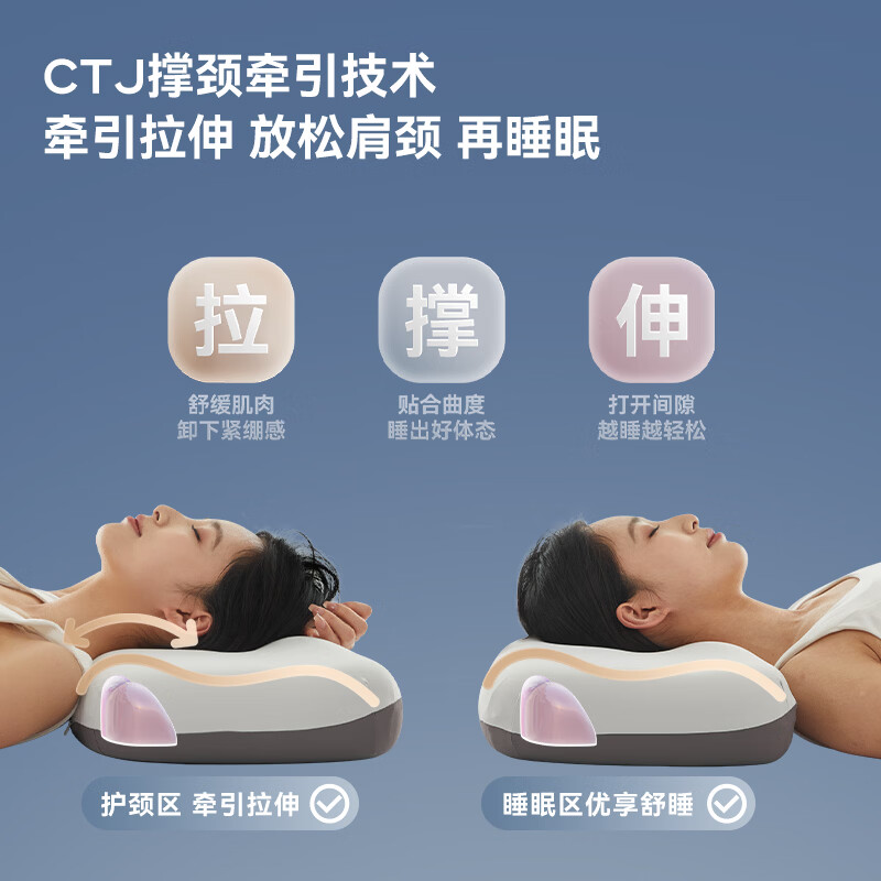金脊健知脊枕 护颈深睡枕牵引颈椎枕 记忆棉枕头慢回弹深睡枕Pro助眠枕 单只 知脊枕（6-8cm）-灰-赠送2个枕套