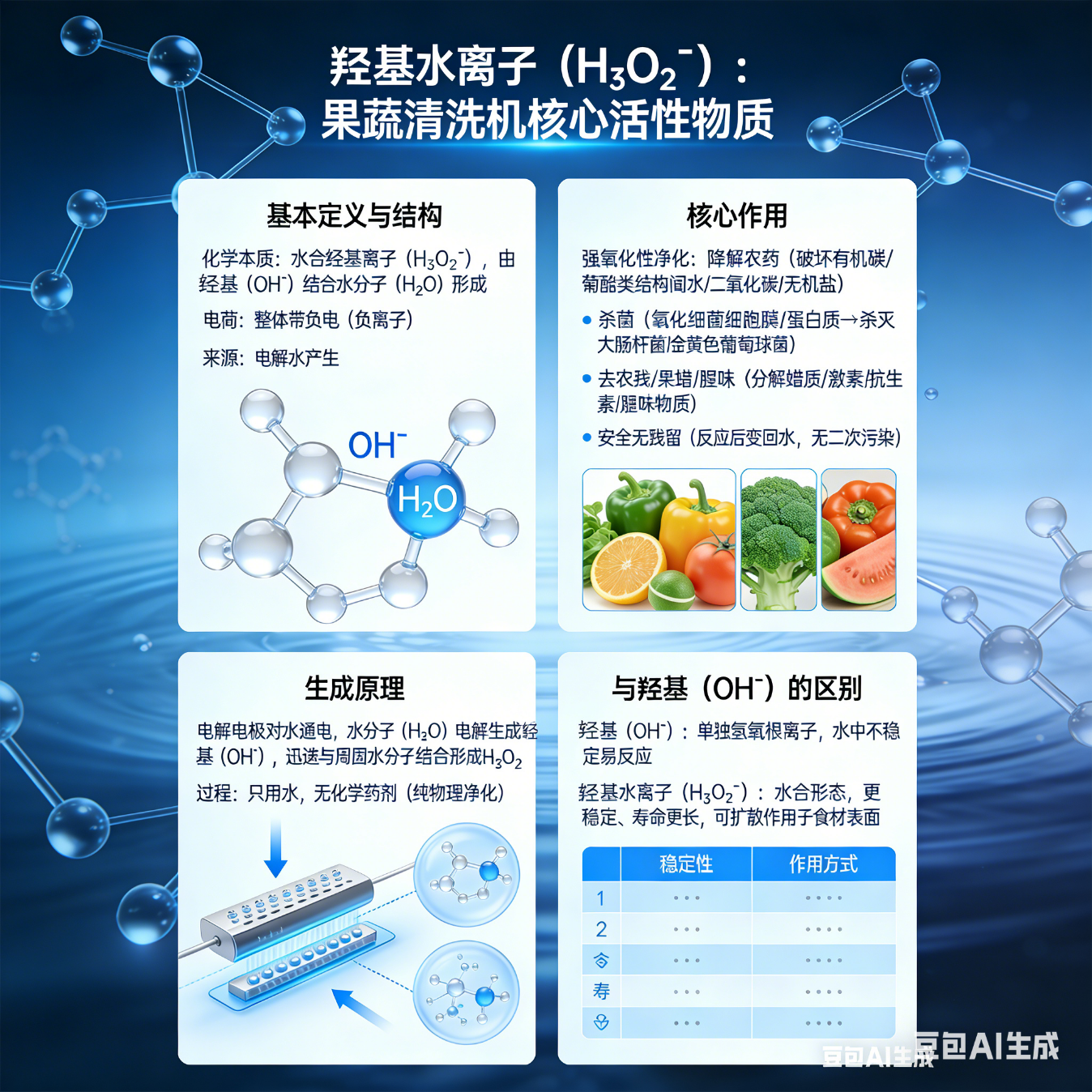 三釜创品果蔬清洗机净化机食材净化机水果蔬菜肉类谷物多功能清洗器杀菌去农残洗菜机清洗器 【旗舰双头升级款】纯钛电解片|台式挂壁两用