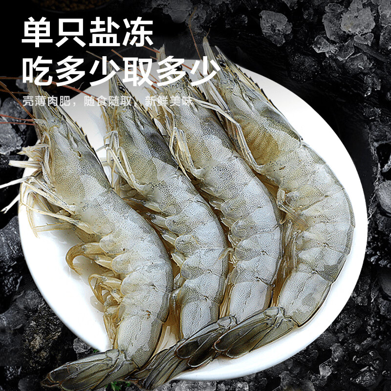 一虾一世界国产海捕大虾 鲜活冷冻白虾青虾对虾基围虾 单只超大虾类烧烤食材 气冻大虾 3斤(净重)  【超大15-17cm】