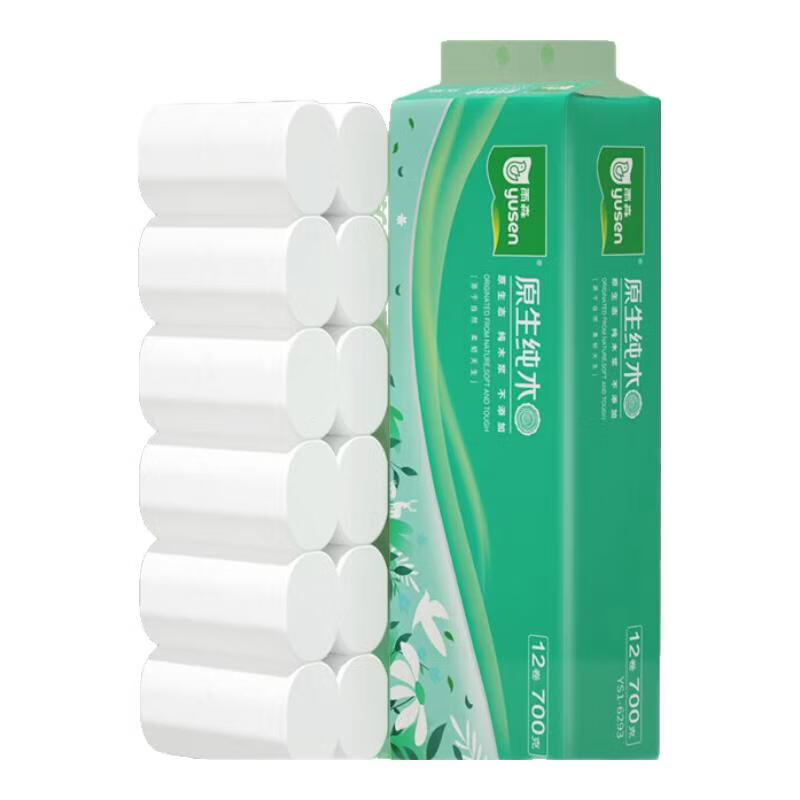 雨森（YUSEN）卷纸原生纯木无芯卷纸家用纸巾五层加厚干湿两用12卷700g/提卷纸 5层 58g/卷*24卷