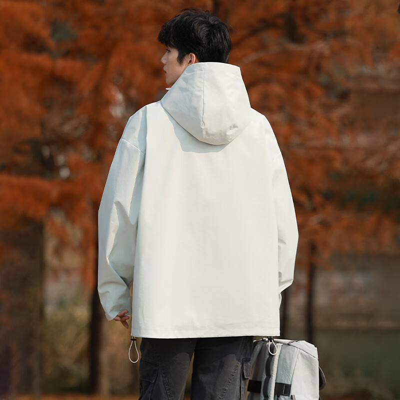 JEEP SPIRIT吉普户外登山冲锋衣男女同款美式新款休闲宽松防水防风外套 黑色【单衣】 XL (建议体重145-165斤)