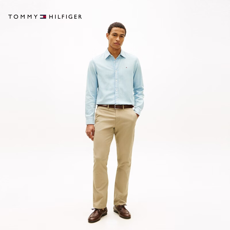 Tommy Hilfiger【弹力直筒】26春夏新款男装潮流多色通勤商务西裤休闲长裤 卡其色7UY -直筒版-正常拍 33 （2.6尺）