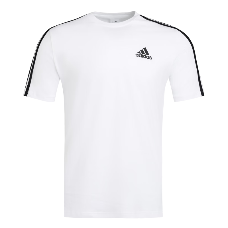 adidas舒适休闲百搭短袖T恤男装春季新款阿迪达斯官方轻运动   白/黑色   M