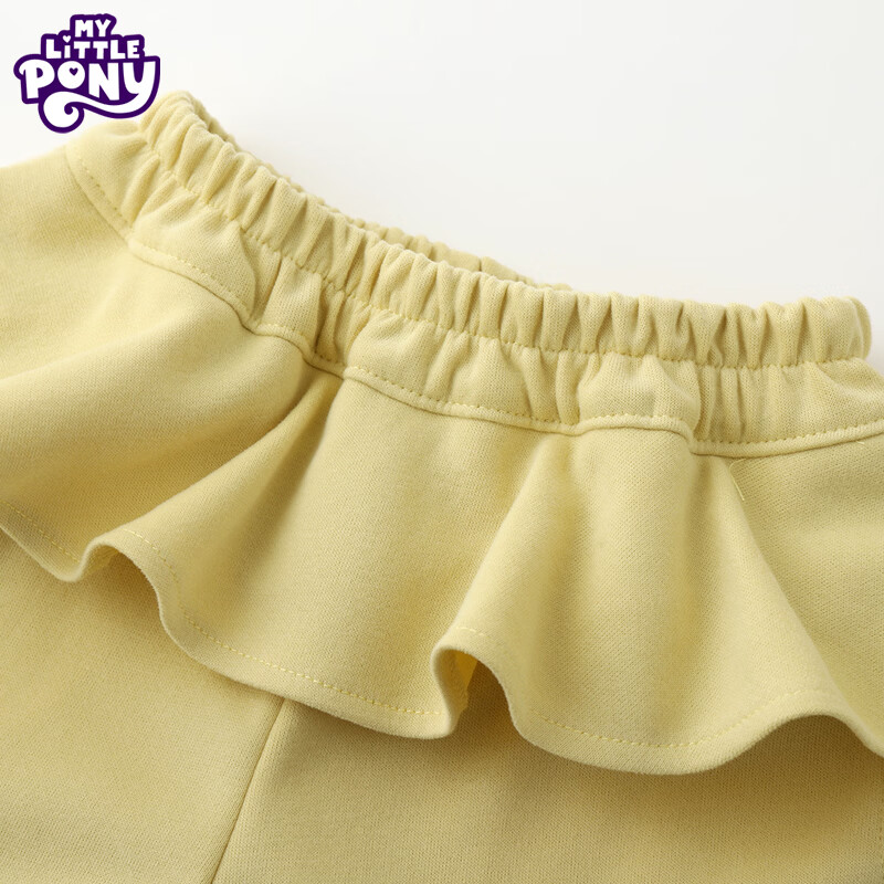 小马宝莉（MY LITTLE PONY）女童套装春秋装2026新款女孩休闲卫衣裤中大童洋气两件套 黄色套装 【短款上衣】 130 建议115-125cm