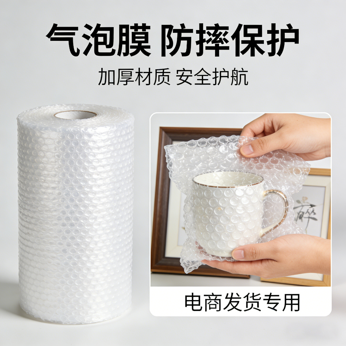 膜王世家加厚气泡膜 易碎品快递打包保护气泡垫 玻璃杯 水杯防震防摔 电商发货专用缓冲包装材料  20cm宽*约35米长*1斤