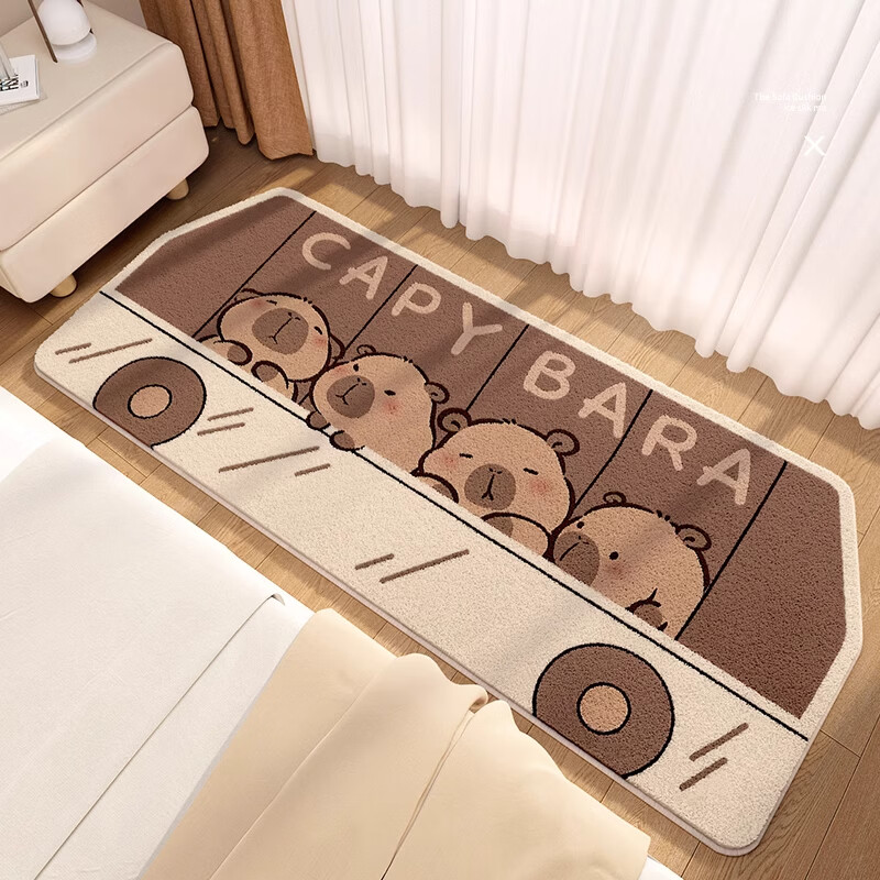 KAYE卡通床边地毯卧室榻榻米地垫客厅铺地垫子窗台飘窗垫爬爬垫床边毯 FYR-Y北梦-巴士卡皮巴拉 50X140cm