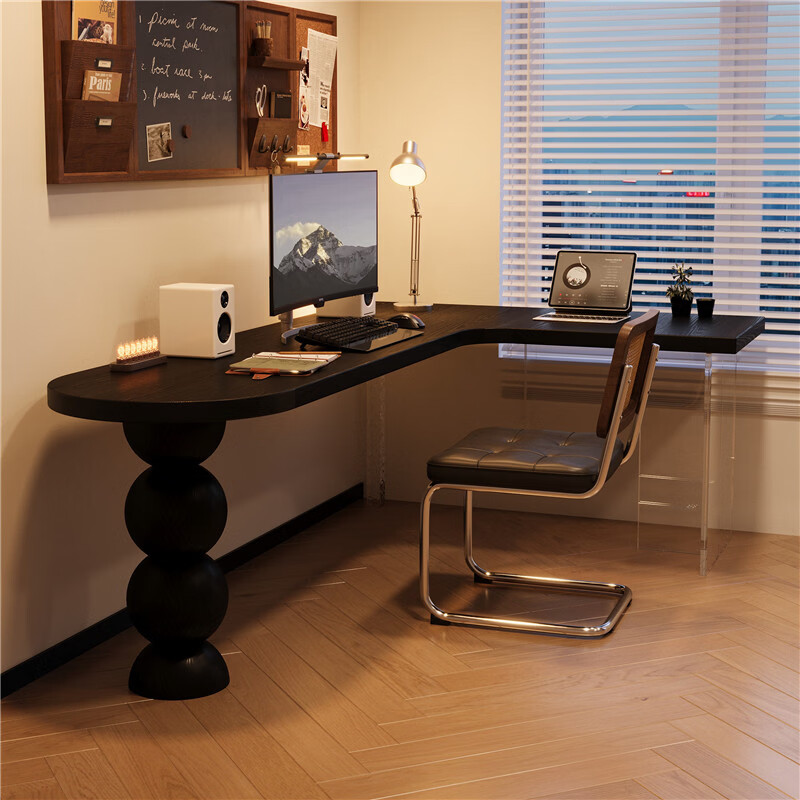 溥畔风转角书桌卧室双人学习桌定制靠墙拐角电脑桌工作台 转角桌220x140cm 宽55x高75cm